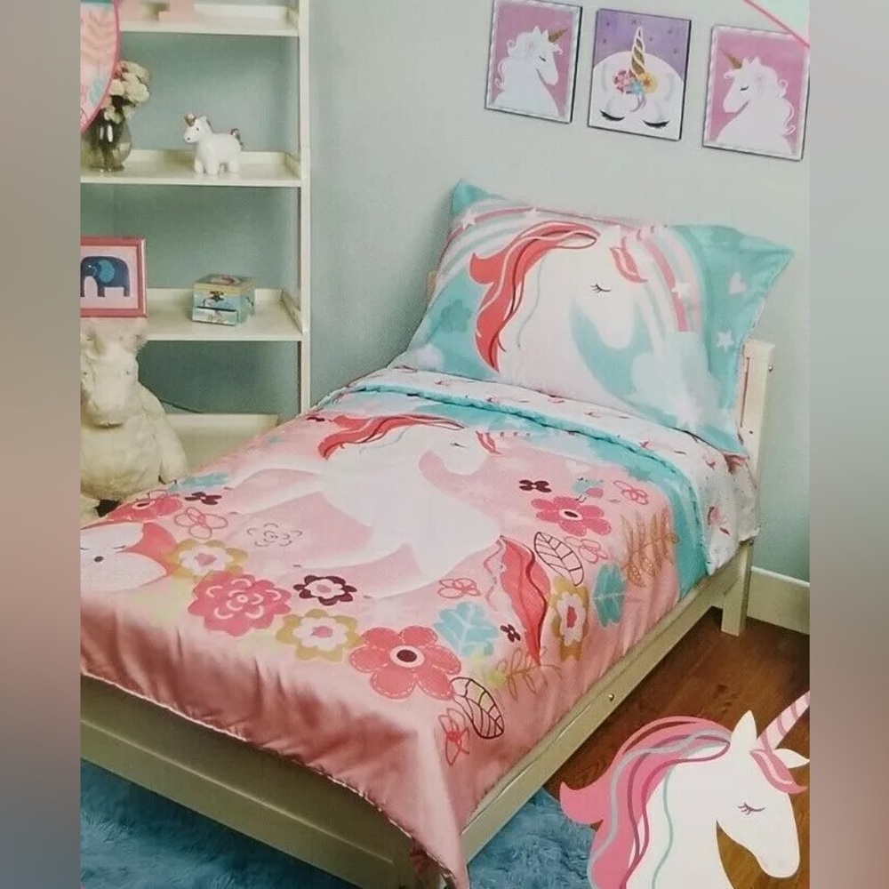 Funhouse Unicorn Reversible Toddler Bedding Set